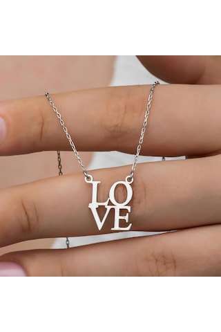 Love Yazılı 925 Gümüş Kolye