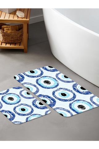 Dijital Baskılı Yıkanabilir Kaymaz Taban 2li Banyo Halısı Paspas Klozet Takımı 6003b