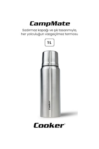 Cooker 1 Litre Çift Katlı Çelik Termos - 24 Saat Sıcak 48 Saat Soğuk Kamp, Outdoor, Piknik, Ofis, Otel, Kafe, Okul, Seyahat Çelik