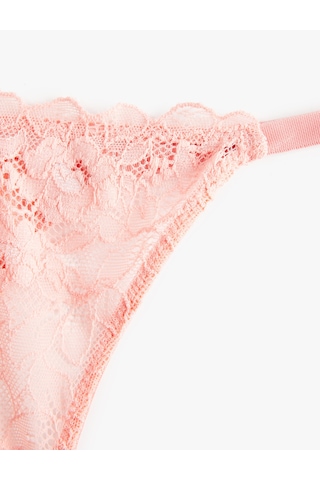 Koton Dantel Detaylı String Külot Pembe 6slk30147mk Gül
