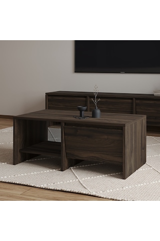 Laris Kapaklı Orta Sehpa 90 Cm Modern Tasarım Ceviz