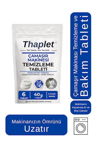 Thaplet Çamaşır Makinesi Temizleme Tableti 6 Aylık Bakım Tableti