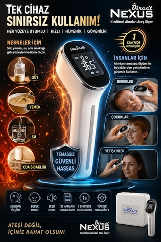 Temassız Kızılötesi Ateş Ölçer 1 Saniyede Hızlı Ölçüm Lcd Ekranlı Dijital Termometre