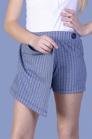 Toontoy Kız Çocuk Kare Desenli Etek Görünümlü Şort Lacivert