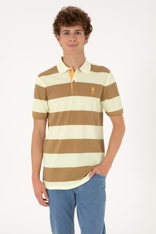 U.S. Polo Assn. Erkek Regular Fit Haki Polo Yaka Çizgili Tişört 50306827-VR027