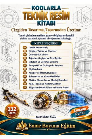 Kodlarla Teknik Resim Kitabı 132 Ders, Tamamı Renkli