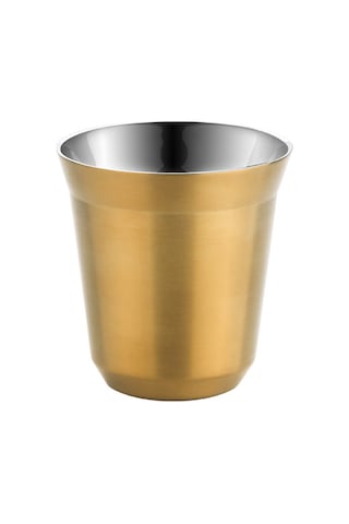 Yunboo 80 Ml Altın Renkli İki Katlı Paslanmaz Çelik Isı Yalıtımlı Evde Kullanım İçin Küçük Boy Kahve Bardak Altın