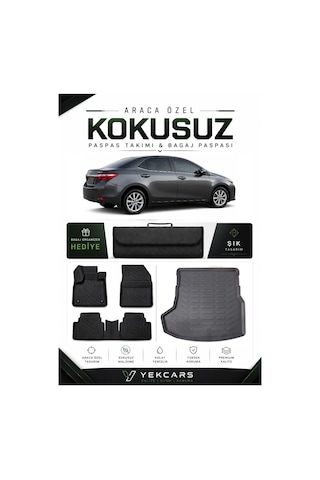 Toyota Corolla 2013 Model Aracınıza Özel 4d Karbonlu Kauçuk Paspas Takımı Ve Bagaj Havuzu