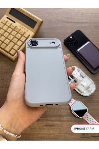 Apple iPhone 17 Air Uyumlu Kamera Korumalı Darbeye Dayanıklı Renk Atmayan Keep Silikon Kılıf Gri