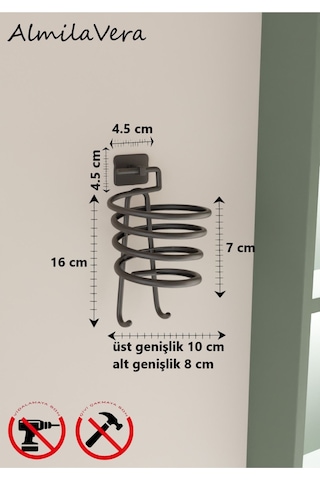 Siyah Yapışkanlı Kare Fön Makinesi Askısı Saç Kurutma Makinesi Tutacağı Çok Renkli