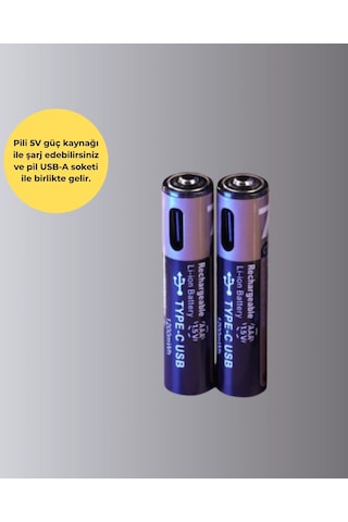 Usb Type-c Şarjlı Aaa Lityum Pil 1.5v Sabit Voltaj, 1000+ Şarj Döngüsü İle Uzun Ömür