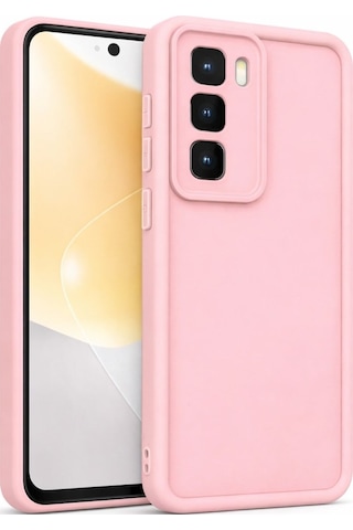İnfinix Hot50-4g Uyumlu Kamera Çıkıntılı Mat Silikon Telefon Kılıfı Pembe