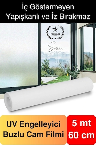 5 Metre X 60 Cm Uv Engelleyici Buzlu Cam Filmi İç Göstermeyen Güneş Engelleyen Yapışkan Banyo Ofis Diğer