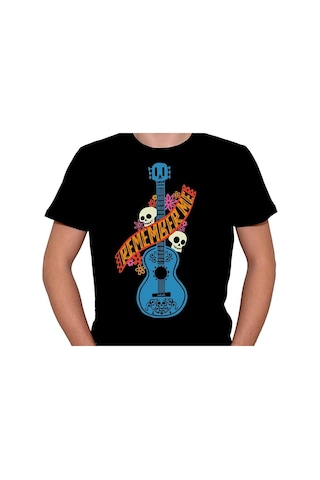 Guitar Gitar Remember Me Skull Kuru Kafa Flowers Tişört Unisex T-shirt 001