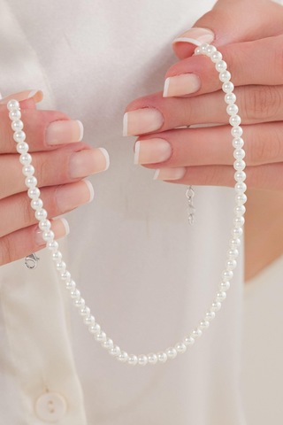 Tmt Silver Gümüş Beyaz İnci Choker Tasma Kolye