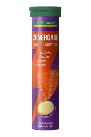 Dr. Thomson Jones Zenergade Energy Support 15 Efervesan Tablet - C, B1, B2, B3, B5, B6, B12, Biyotin, Folik Asit, Magnezyum, Çinko, Ginseng, Kafein Desteği