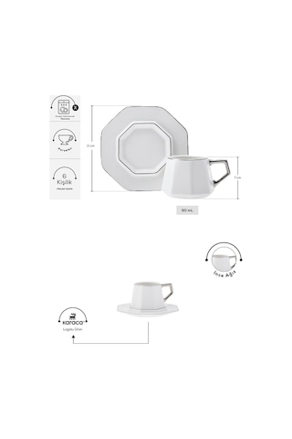 Karaca  Zeher 6 Kişilik Kahve Fincanı Takımı 90 ml