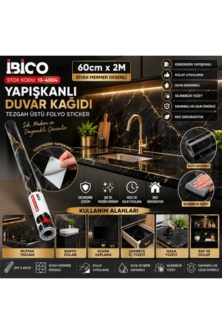 İbico İ13-078 Folyo Sticker Ve Duvar Kağıt 2mt X 60cm Dayanıklı Dekorasyon Tezgah Üstü Diğer