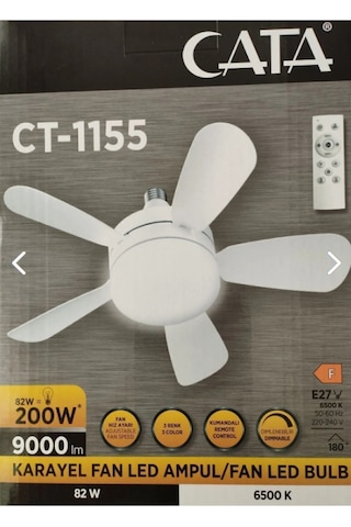 Cata Karayel Fan Led Işıklı Vantilatör 82w Kumandalı Ampul Ct- 11