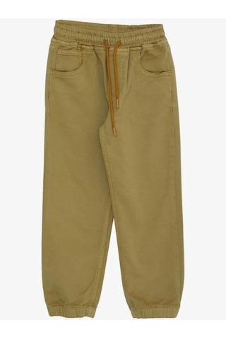 Erkek Çocuk Pamuklu Rahat Kalıp Bel Paça Lastikli Pantolon-14580 Hardal