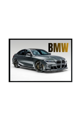 Bmw M3 Duvar Posteri Çerçeveli Spor Otomobil Tablosu 48x33 Cm
