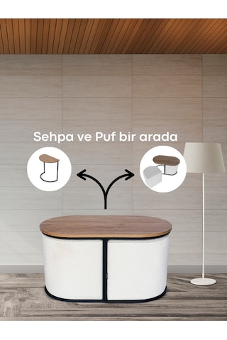 Evo Fonksiyonel Sehpalı Puf Beyaz