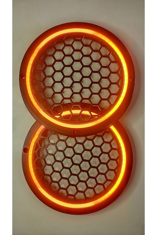 Hoparlör Kapağı 16 Cm Ledli 2'li Takım - Turuncu