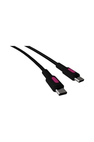 Type C-c Power Delivery Hızlı Şarj Kablosu, Siyah Kablo, Fuşya/siyah Uçlar 150 Cm