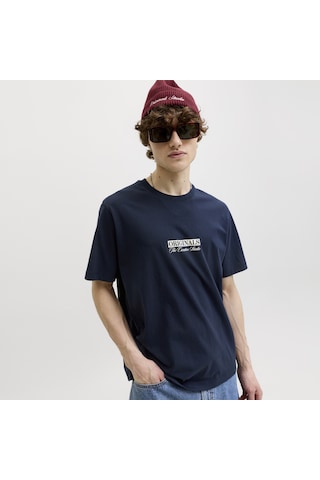 Jack & Jones Erkek Gögüs Baskili Bisiklet Yakatisört - Savona - 12310070 Çok Renkli