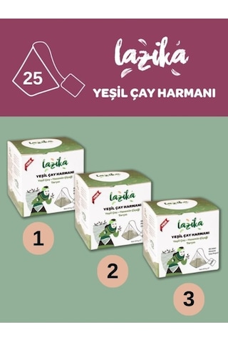 3'lü Set Yeşil Harman-yasemin Çiçeği & Tarçın 3 37,5 G - 25'li Pla Piramit Poşet, Doğal İçerikli
