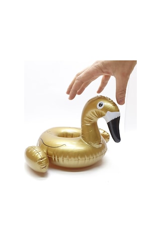 Flamingo Bardak Tutucu - Şişme Bardaklık - 1909045-Rosegold Çok Renkli