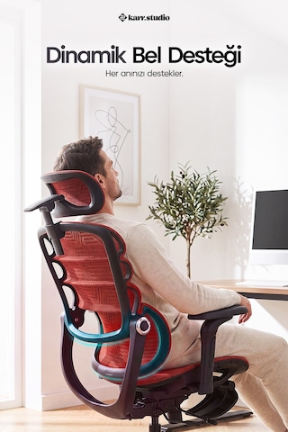 Rosso Ergonomik Çalışma Koltuğu - Kırmızı