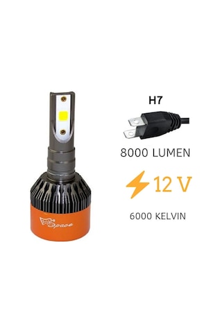 Led Far Ampulü Beyaz 48W 12V 8000Lm H7 Laam90