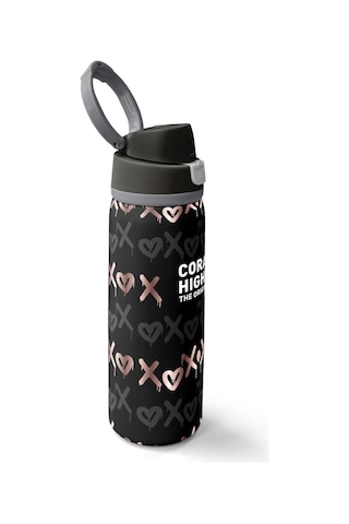Coral High Siyah Pudra Desenli Pipetli Ve Direkt İçim Çelik Termos 800 Ml 38595 Siyah - Füme