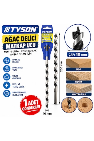 Ağaç Ahşap Delici Matkap Ucu Mdf Sunta Kontraplak 10 X 250 Mm 1 Adet Gönderilir.