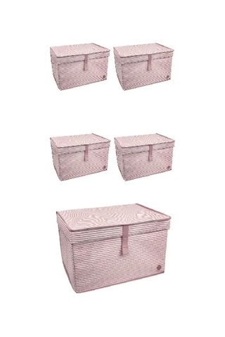 Düzenleyici Kutu Organizer Cırtlı Saklama Hurç Maxi Boy 30cm X 40cm X 50cm 5 Adet Açık Gri