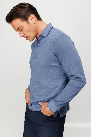Desen Triko Erkek Polo Yaka Desenli Uzun Kollu Sweatshirt Lacivert Lacivert