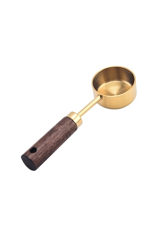 Sones 15ml Ahşap Saplı Paslanmaz Çelik Ölçüm Kaşığı Kahve Tozu Süt Tozu Kaşığı, Renk: Altın