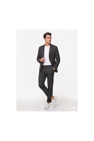 Modmen İtalyan Kesim Slimfit Erkek Takım Elbise Çizgili Siyah