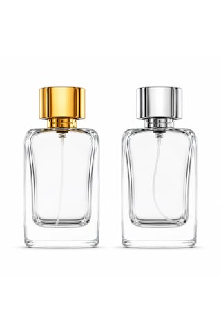 20 Adet Boş Cam Parfüm Şişe, 100 Ml, Klass Kare Model, Şeffaf, Geçmeli