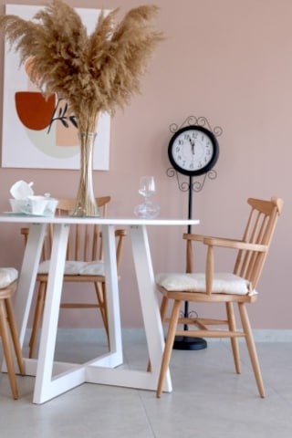 103 CM BEYAZ Yuvarlak Yemek Masası, Modern Mat BEYAZ MDF  Yemek M