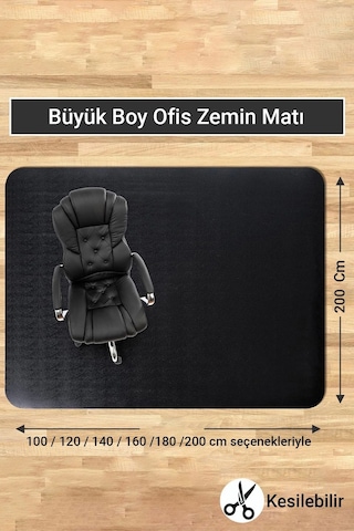 Valerine Life Zemin Döşeme Halısı Ofis, Oyuncu Koltuğu Bilgisayar Masası Koruyucu Mat Kaymaz Taban Siyah