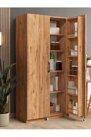 Kuzeylife Novensa Çok Amaçlı Erzak-kiler Dolabı İki Kapaklı Çam Çam