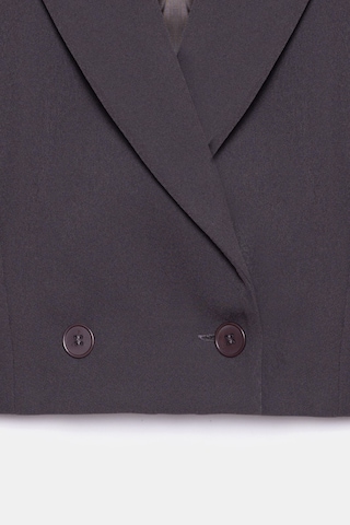 Saade Sââde Kadın Regular Fit Kruvaze Kapama Dokuma Crop Blazer Ceket -şık & Spor Acı Kahverengi