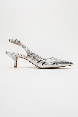 Luvishoes Value Gümüş Desenli Kadın Topuklu Ayakkabı Gümüş