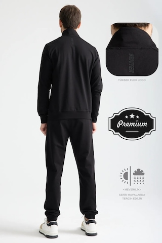 Shooter Sportswear Shooter Erkek Luxe Eşofman Takımı Rahat Kalıp Manşetli Minimal Logo Siyah