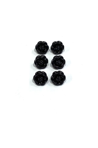 İtalyan Hırka Yelek Düğmesi / Gül Model / 6'lı Set / Siyah / 1.6 Cm / İgd1
