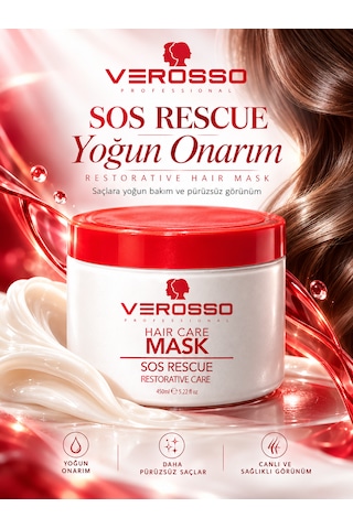 Verosso Sos Rescue Keratin Ve Amino Asit İçeren Saç Bakım Maskesi 450 Ml