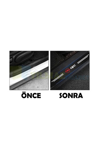 Opel Opc Logo Karbon Kapı Eşiği Koruma Oto Sticker 4 Parça