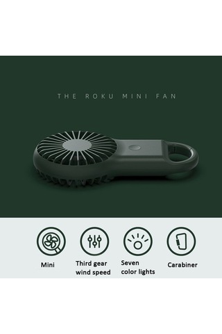 El Tipi Cep Mini Küçük Fan Taşınabilir Şarj Dış Usb Fan 7 Renk Işığı Ordu Green 9939 Yeşil